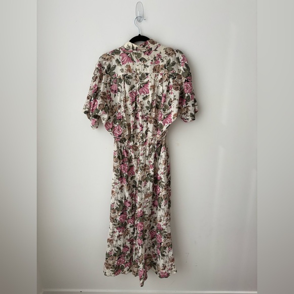 Vintage Jessica Floral Prairie Midi Dress Cottagecore Button Front Pockets - Picture 10 of 13